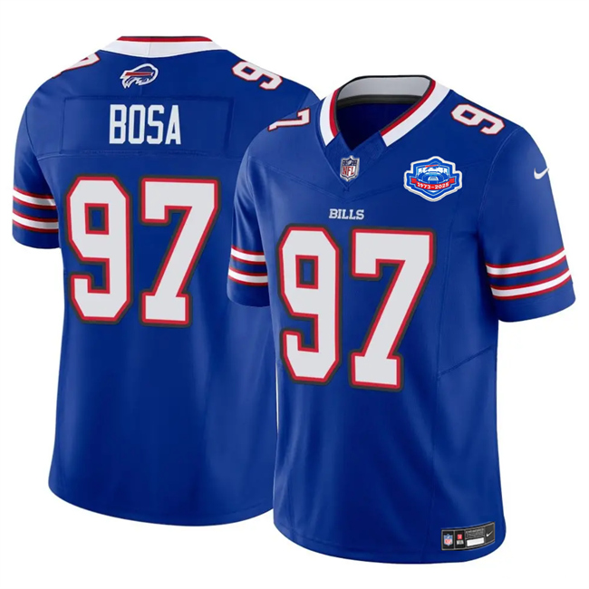 Buffalo Bills #97 Joey Bosa Blue 2025 F.U.S.E. With Farewell Patch Vapor Untouchable Limited Stitched Jersey - Zenithce
