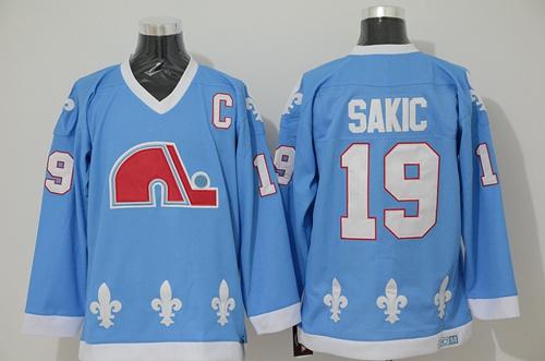 Nordiques #19 Joe Sakic Light Blue CCM Throwback Stitched Jersey - Zenithce