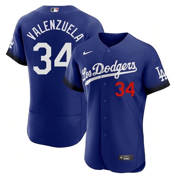 Los Angeles Dodgers #34 Toro Valenzuela 2021 Royal City Connect Flex Base Stitched Baseball Jersey - Zenithce
