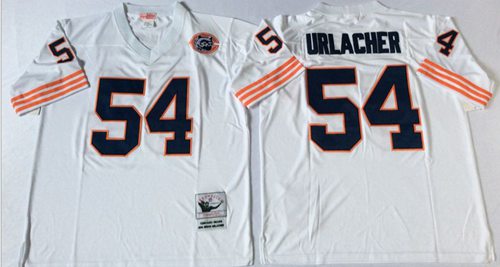 Mitchell Ness Bears #54 Brian Urlacher White Big No. Throwback Stitched Jersey - Zenithce