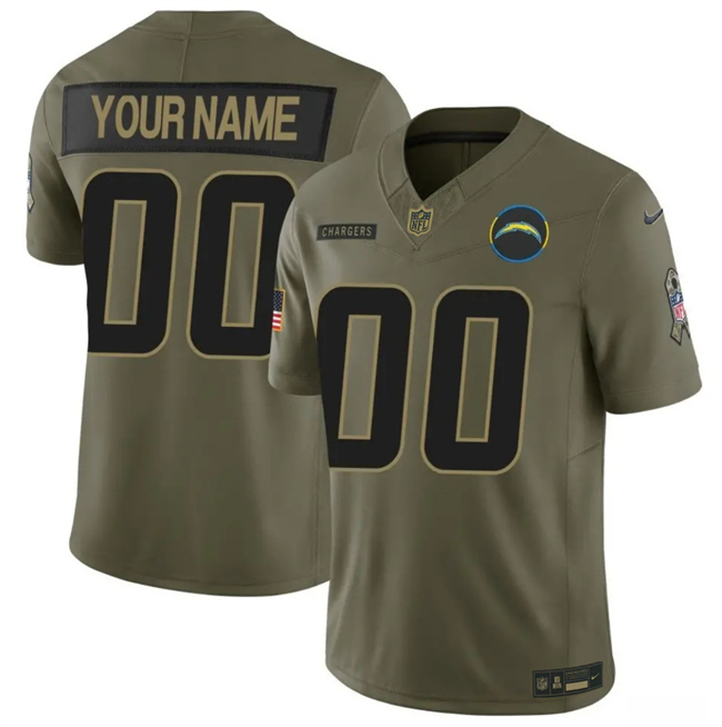 Los Angeles Chargers Custom Olive 2025 F.U.S.E. Salute to Service Limited Stitched Jersey - Zenithce