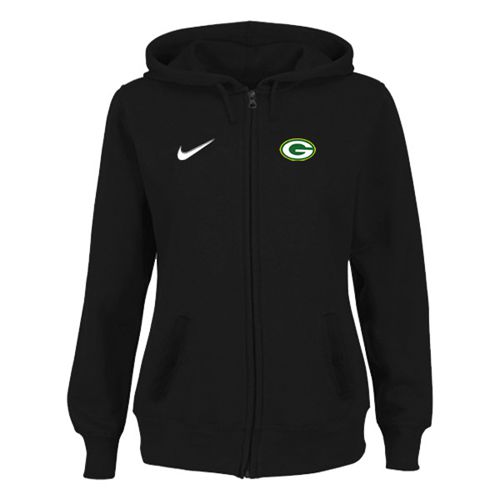 Women's Green Bay Packers Stadium Rally Full Zip Hoodie Black - Zenithce
