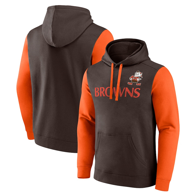 Cleveland Browns Brown Orange Fleece Pullover Hoodie - Zenithce