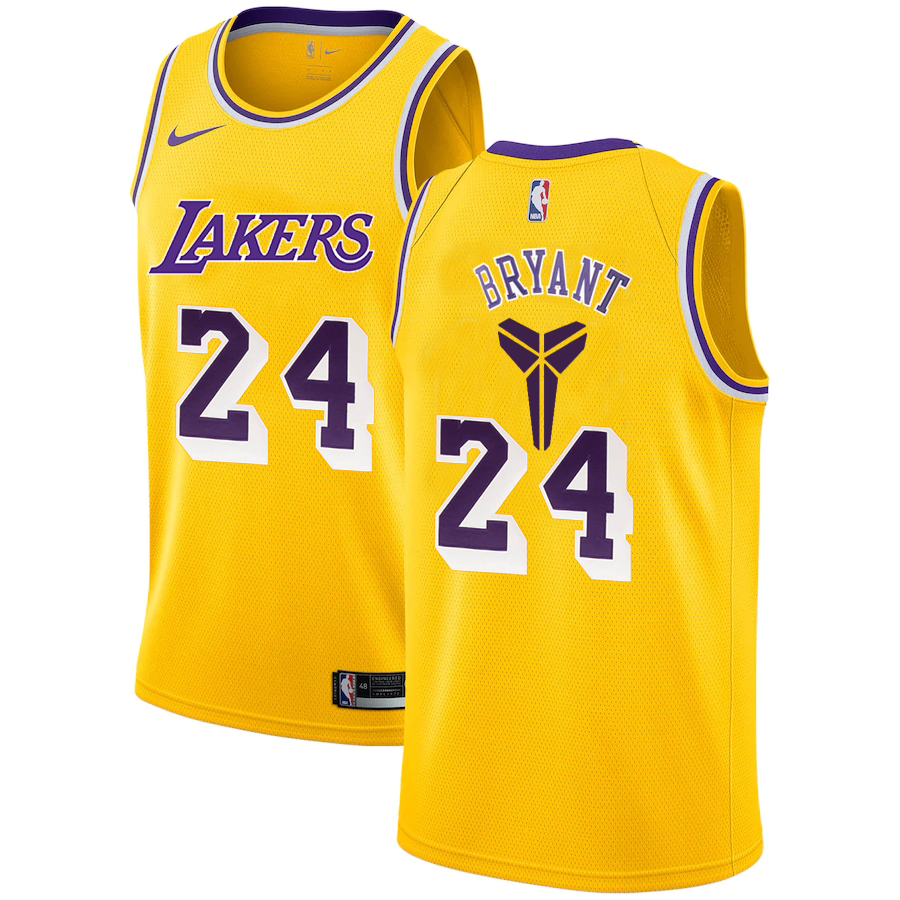 Los Angeles Lakers #24 Kobe Bryant Yellow Swingman Black Mamba Logo Swingman Jeresy - Zenithce
