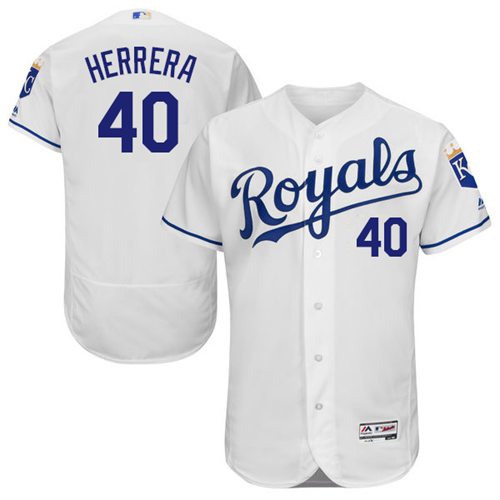Royals #40 Kelvin Herrera White Flexbase Authentic Collection Stitched Jersey - Zenithce