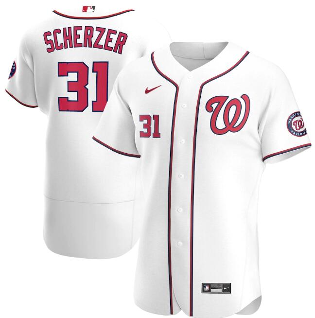 Washington Nationals White #31 Max Scherzer Flex Base Stitched Jersey - Zenithce