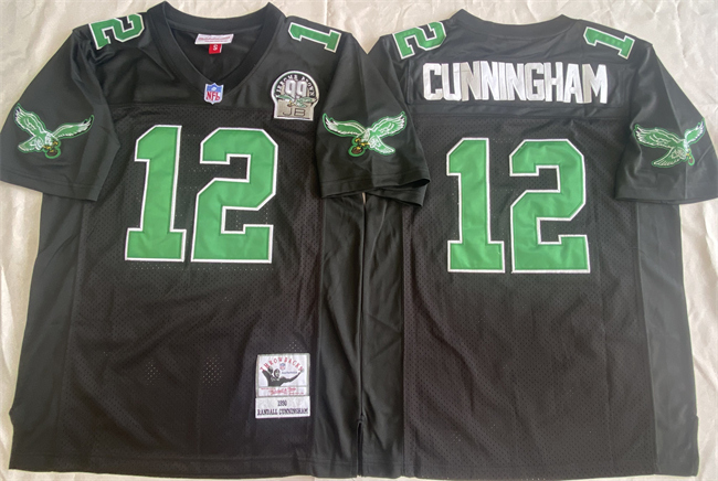 Philadelphia Eagles #12 Randall Cunningham Black Throwback Stitched Football Jersey - Zenithce
