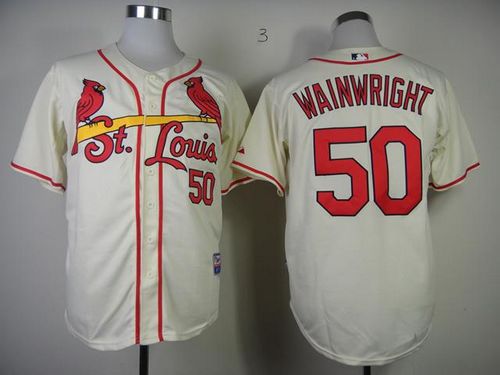 Cardinals #50 Adam Wainwright Cream Stitched Jersey - Zenithce