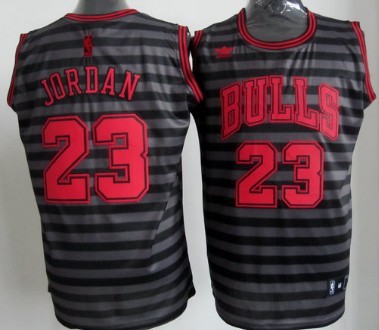 Chicago Bulls #23 Michael Jordan Gray With Black Pinstripe Jersey - Zenithce