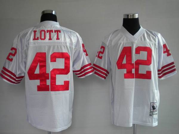 Mitchell And Ness 49ers Ronnie Lott Premier 42# Stitched White Jersey - Zenithce