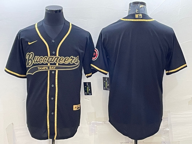 Tampa Bay Buccaneers Blank Black Gold With Patch Cool Base Stitched Baseball Jersey - Zenithce