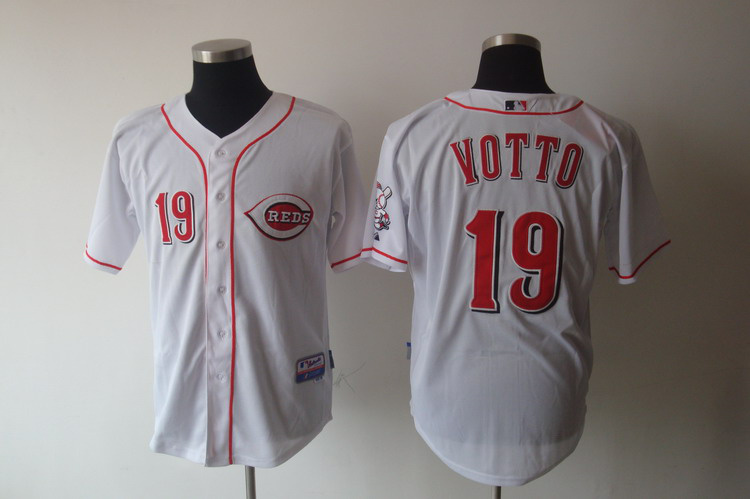Reds #19 Joey Votto White Cool Base Stitched Jersey - Zenithce
