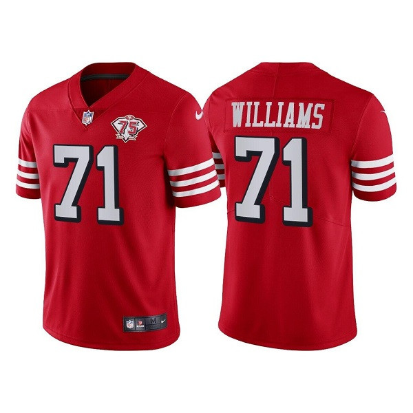 San Francisco 49ers #71 Trent Williams Red 75th Anniversary Vapor Untouchable Limited Stitched Jersey - Zenithce