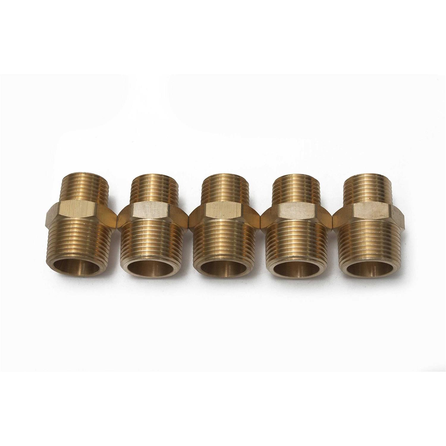 LTWFITTING 1/2 in. x 3/8 in. MIP Brass Pipe Hex Reducing Nipple Fitting - Zenithce