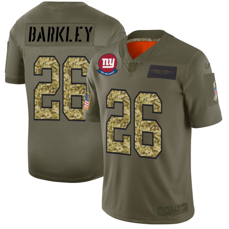 New York Giants #26 Saquon Barkley 2019 Olive Camo Salute To Service Limited Stitched Jersey - Zenithce