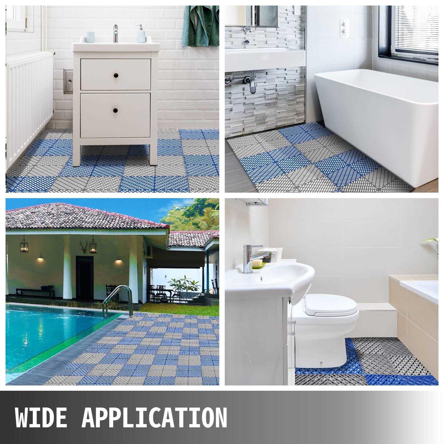 VEVOR Drainage Tiles Interlocking Plastic Tiles 12x12x0.5 inches - Zenithce