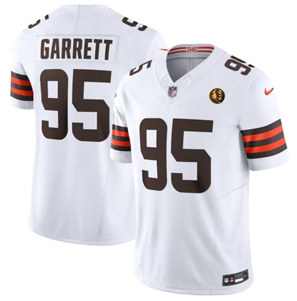 Cleveland Browns #95 Myles Garrett White 2023 F.U.S.E. With John Madden Patch Vapor Limited Stitched Jersey - Zenithce