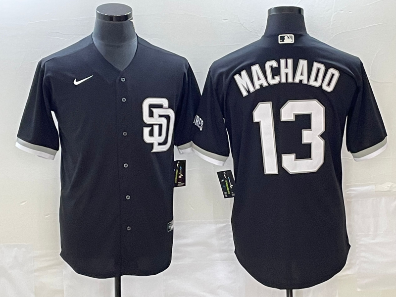 San Diego Padres #13 Manny Machado Black Cool Base Stitched Jersey - Zenithce