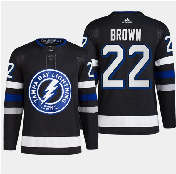 Tampa Bay Lightning #22 Logan Brown Black Alternate Premier Breakaway Stitched Jersey - Zenithce