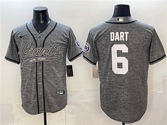 New York Giants #6 Jaxson Dart Gray With Patch Cool Base Stitched Jersey - Zenithce