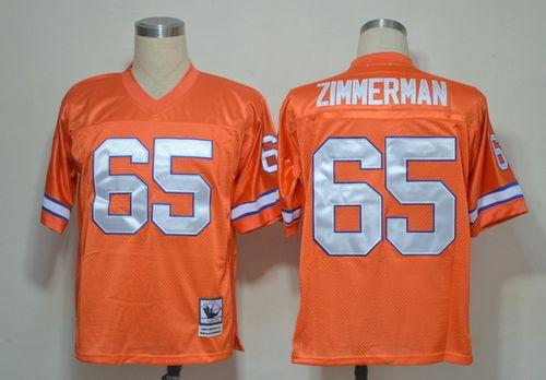 Mitchell And Ness Broncos #65 Gary Zimmerman Orange Stitched Throwback Jersey - Zenithce