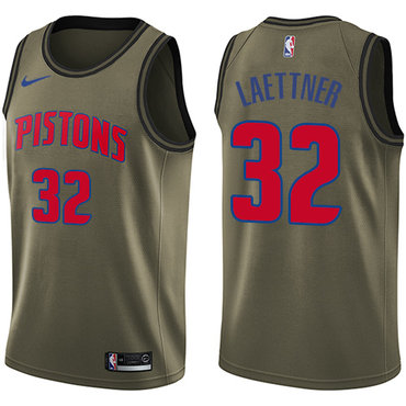 Pistons #32 Christian Laettner Green Salute to Service Swingman Jersey - Zenithce