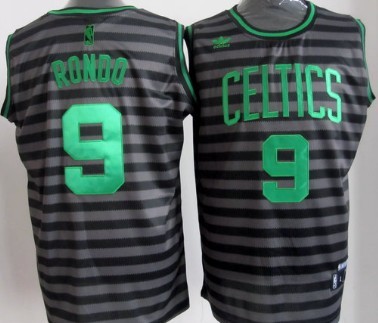Boston Celtics #9 Rajon Rondo Gray With Black Pinstripe Jersey - Zenithce