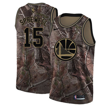 Golden State Warriors #15 Latrell Sprewell Camo Swingman Realtree Collection Jersey - Zenithce