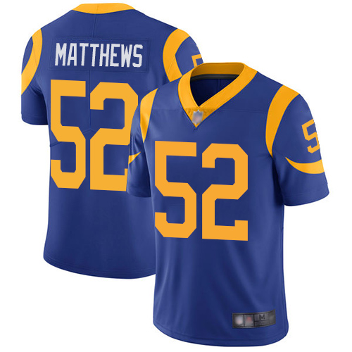 Los Angeles Rams #52 Clay Matthews Royal Blue Vapor Untouchable Limited Stitched Jersey - Zenithce