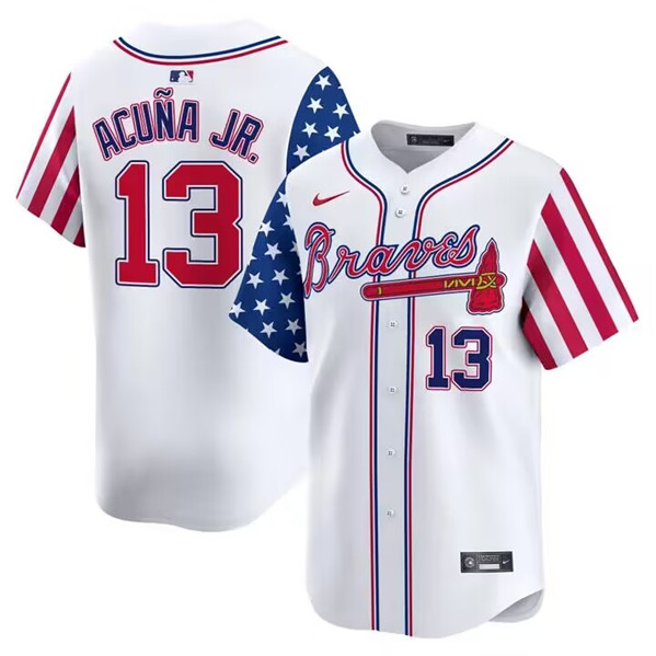Atlanta Braves #13 Ronald Acuña Jr. White 2024 Independence Day Vapor Limited Stitched Jersey - Zenithce