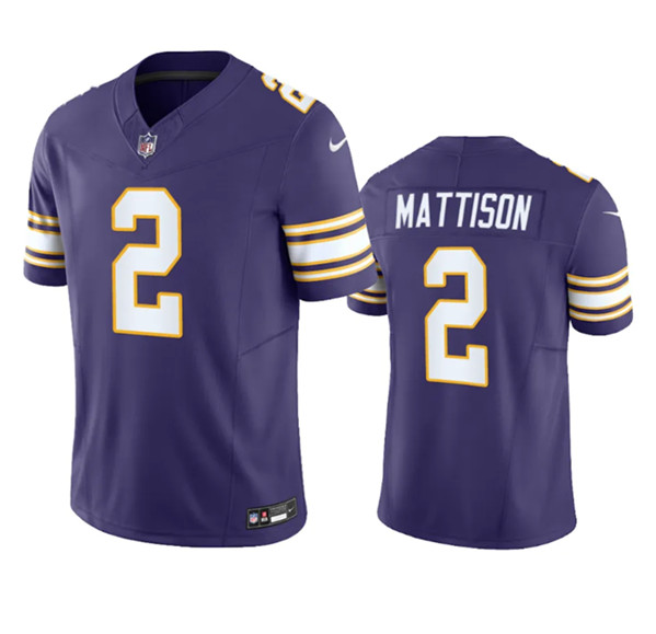 Minnesota Vikings #2 Alexander Mattison Purple 2023 F.U.S.E. Vapor Untouchable Stitched Jersey - Zenithce