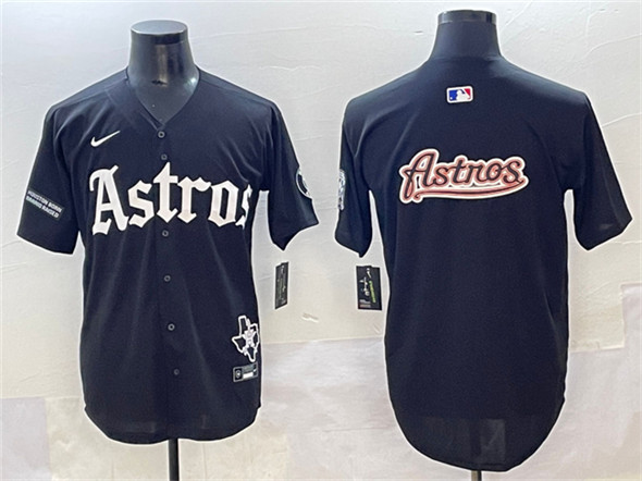 Houston Astros Team Big Logo Black Gothic 'Houston Born Barrio Raised' Limited Stitched Jersey - Zenithce