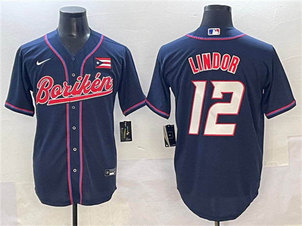 Puerto Rico #12 Francisco Lindor Navy 2023 World Classic Stitched Jersey - Zenithce