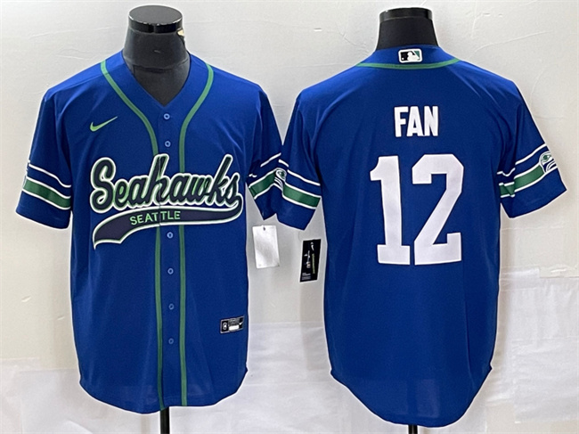 Seattle Seahawks #12 Fan Royal Throwback Cool Base Stitched Jersey - Zenithce