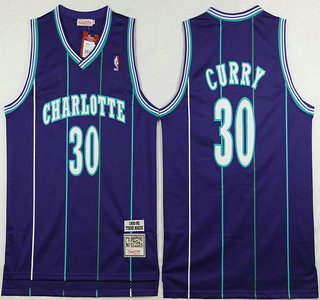 Charlotte Hornets #30 Dell Curry 1992-93 Purple Hardwood Classics Soul Swingman Throwback Jersey - Zenithce