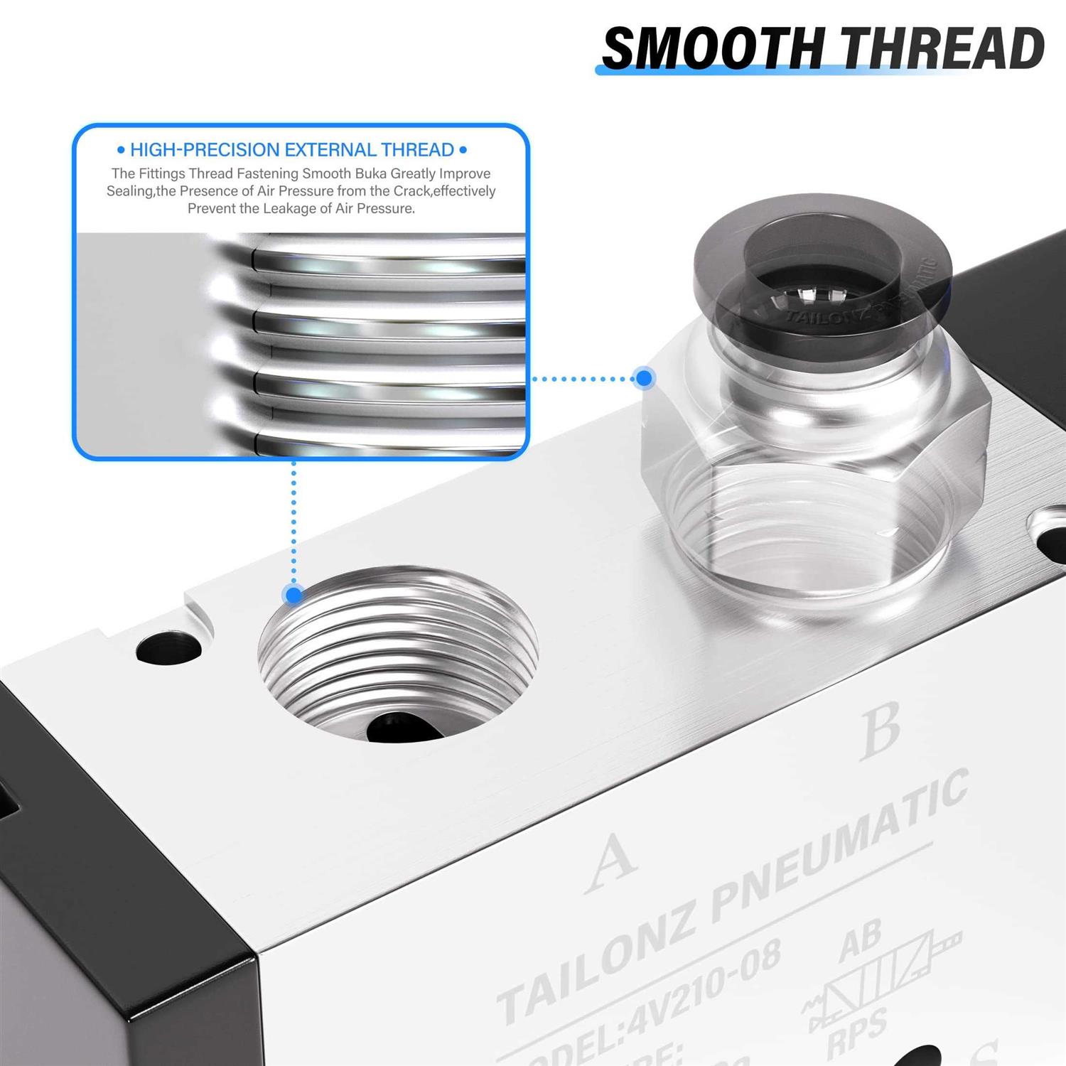 TAILONZ PNEUMATIC 1/4NPT Solenoid Valve 12V/24V/110V Single Coil Pilot-Operated Electric 2 Position 5 Way Connection Type 4V210-08 - Zenithce