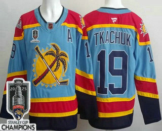 Florida Panthers #19 Matthew Tkachuk Blue 2025 Stanley Cup Champions Authentic Jersey - Zenithce