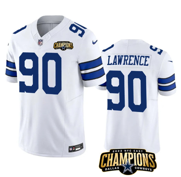 Dallas Cowboys #90 DeMarcus Lawrence White 2023 F.U.S.E. NFC East Champions Patch Stitched Jersey - Zenithce
