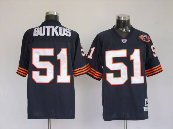 Mitchell Ness Bears #51 Dick Butkus Blue With Big Number Bear Patch Stitched Throwback Jersey - Zenithce