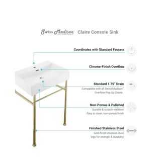 Swiss Madison Claire 24 Ceramic Console Sink White Basin SM-CS711 - Zenithce