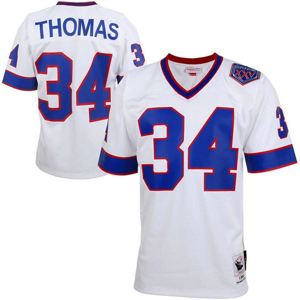 Buffalo Bills Customized White Mitchell Ness Throwback Stitched Jersey - Zenithce