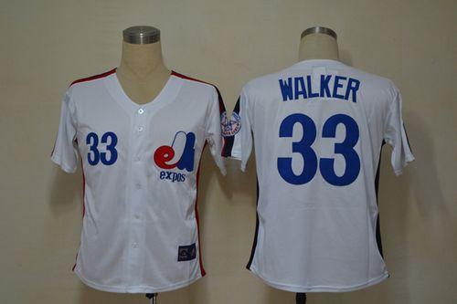 Mitchell And Ness Expos #33 Larry Walker White Throwback Stitched Jersey - Zenithce