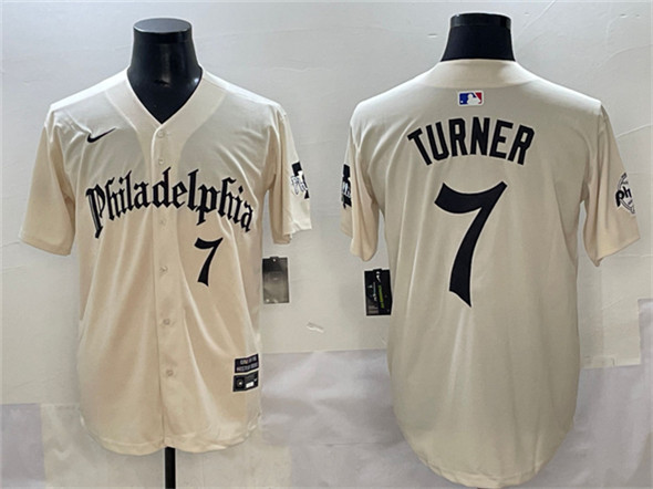 Philadelphia Phillies #7 Trea Turner Cream Gothic Vapor Limited Stitched Jersey - Zenithce