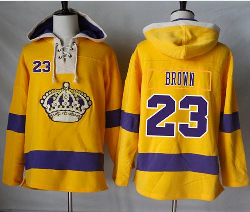 Kings #23 Dustin Brown Gold Sawyer Hooded Sweatshirt Stitched Jersey - Zenithce