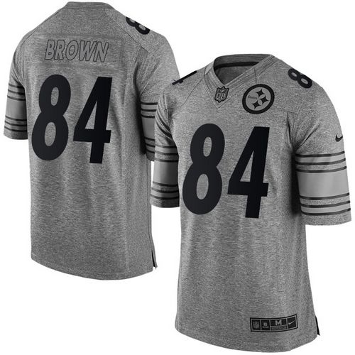Steelers #84 Antonio Brown Gray Stitched Limited Gridiron Gray Nike Jersey - Zenithce