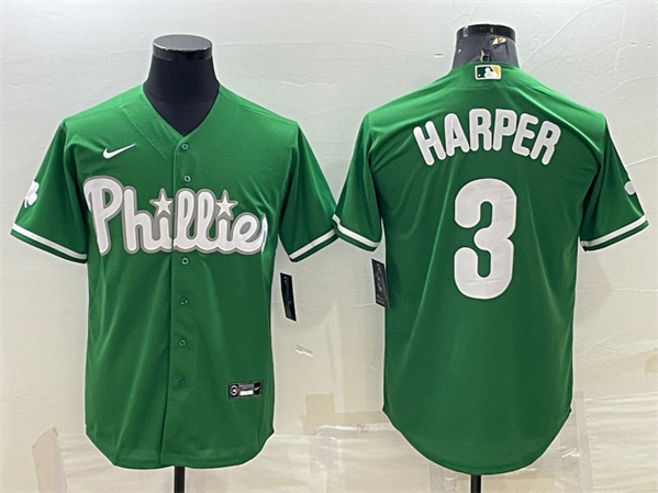 Philadelphia Phillies #3 Bryce Harper Green Cool Base Stitched Baseball Jersey - Zenithce