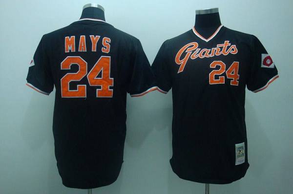 Mitchell And Ness Giants #24 Mays Stitched Black Throwback Jersey - Zenithce