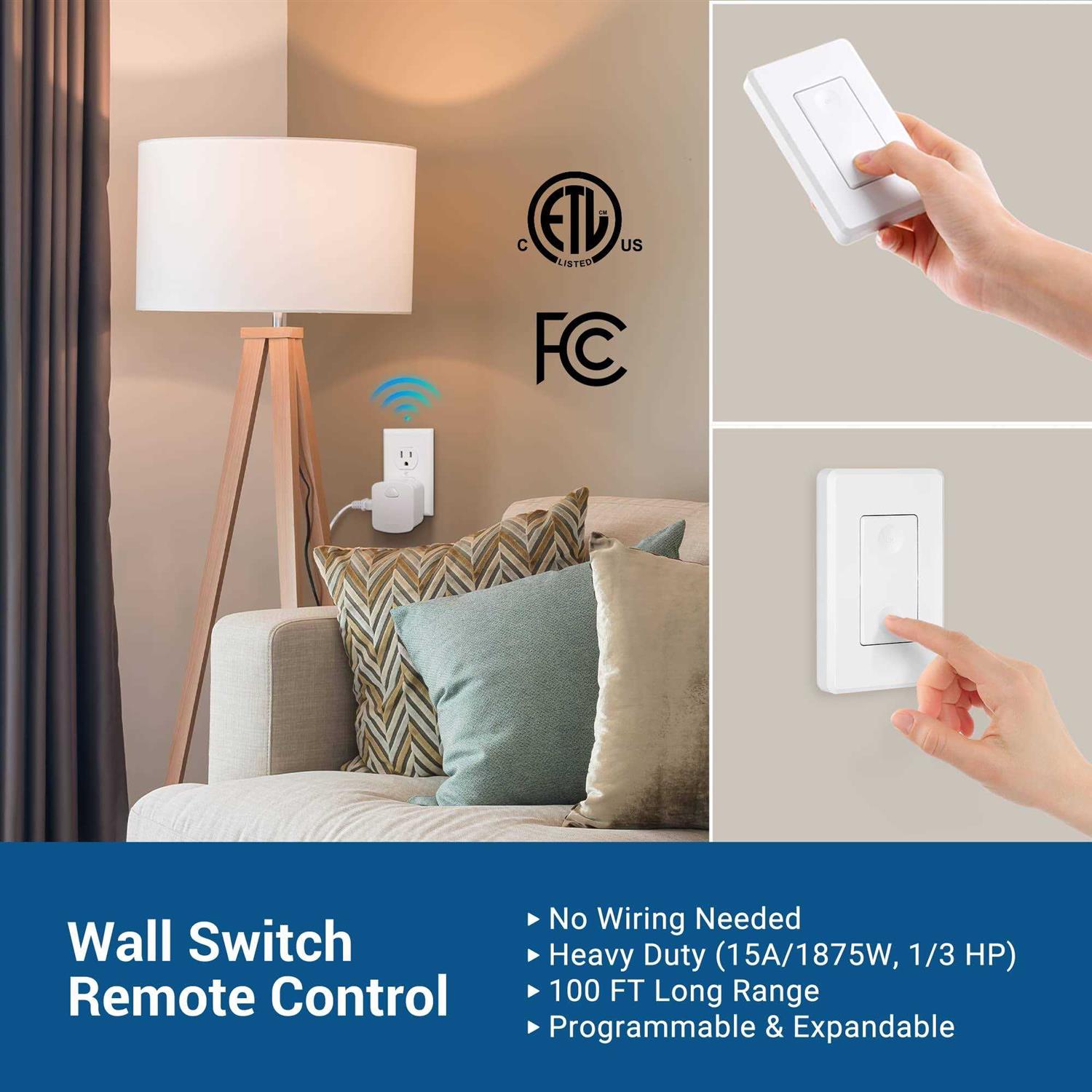 DEWENWILS Wireless Light Switch and Receiver Kit No in-Wall Wiring Required - Zenithce