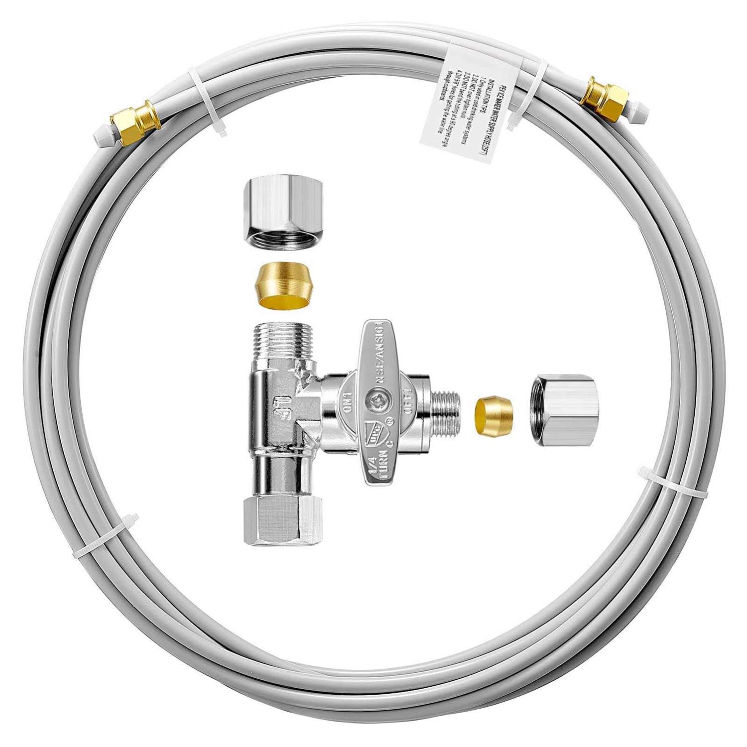 PEX Refrigerator Water Line Kit 25FT Ice Maker Tubing with Self Piercing Saddle Valve,Flexible Hose with 1/4 Compression Fittings for Potable - Zenithce