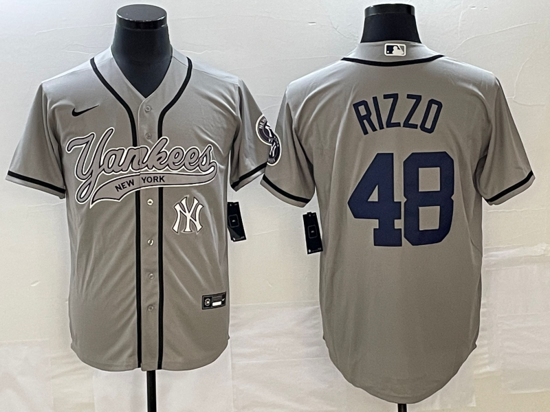 New York Yankees #48 Anthony Rizzo Gray With Patch Cool Base Stitched Jersey - Zenithce